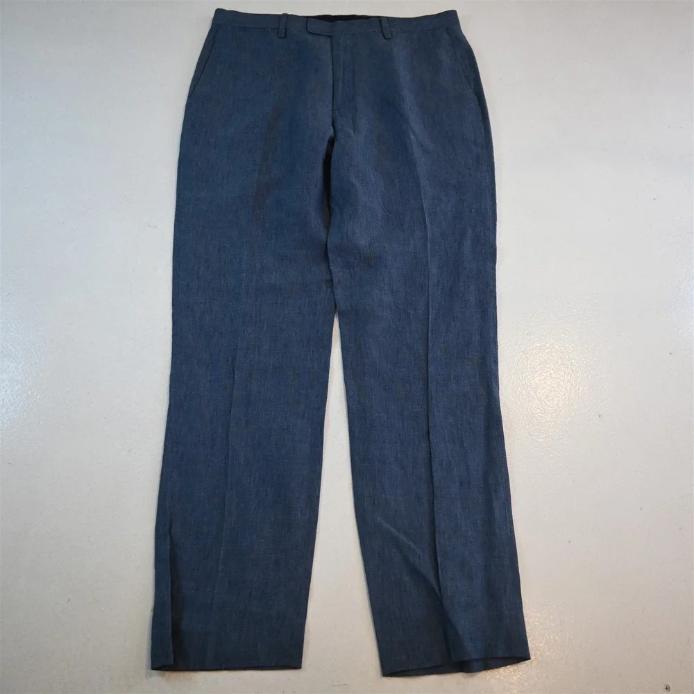 Banana Republic 32x32 Blue 100% Linen‎ 581140 Slim Dress Mens Pants